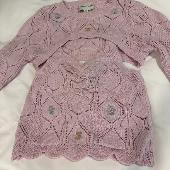 Freshman 1996 Pink Knitted Sweater Tank Top SMALL 2 Piece Set - Picture 3 of 7
